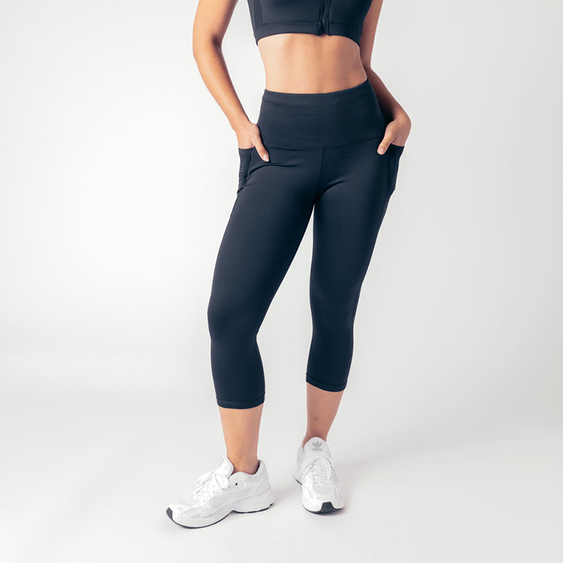 High Rise Capri Leggings With Side Pockets Custom Manufacturer | Fitness Leggings Supplier