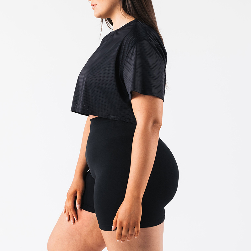 Custom Layering Lightweight Breathable Mesh Crop Tee Manufacturer | Sportswear Supplier - Image 2