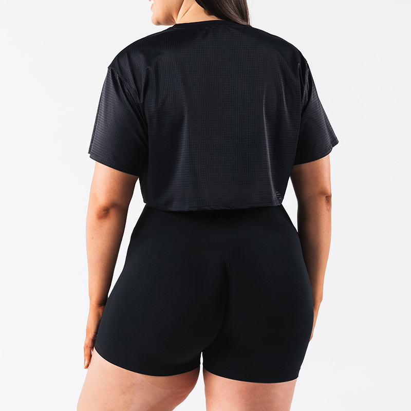 Custom Layering Lightweight Breathable Mesh Crop Tee Manufacturer | Sportswear Supplier - Image 3