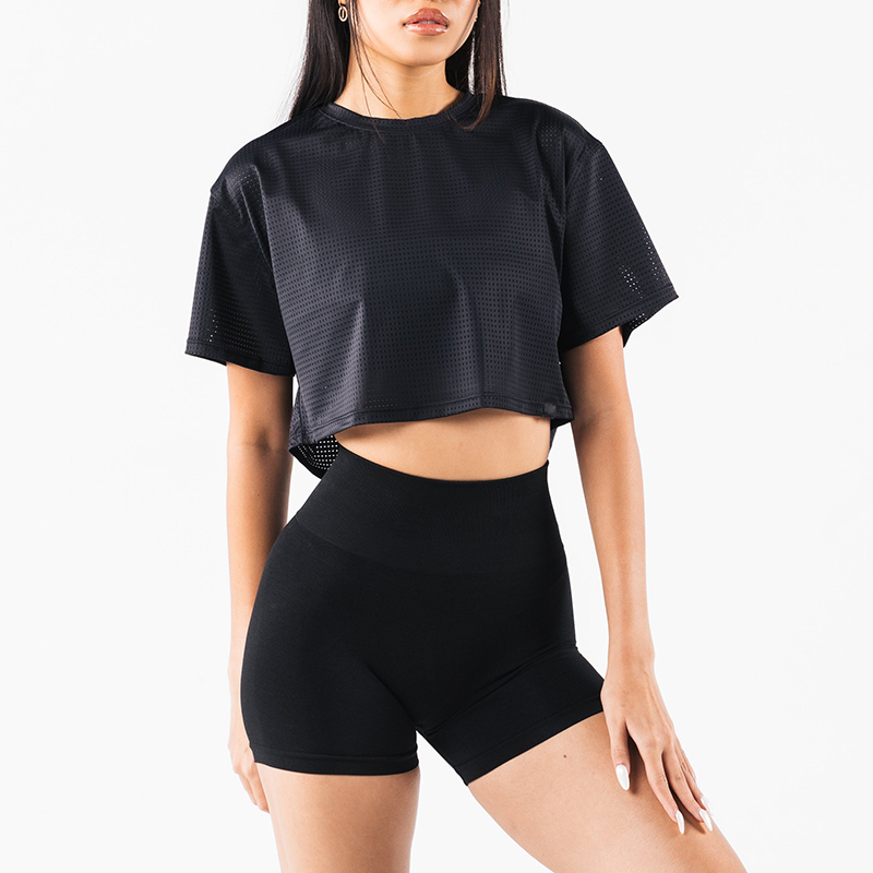 Custom Layering Lightweight Breathable Mesh Crop Tee Manufacturer | Sportswear Supplier - Image 5