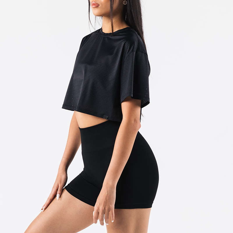 Custom Layering Lightweight Breathable Mesh Crop Tee Manufacturer | Sportswear Supplier - Image 6