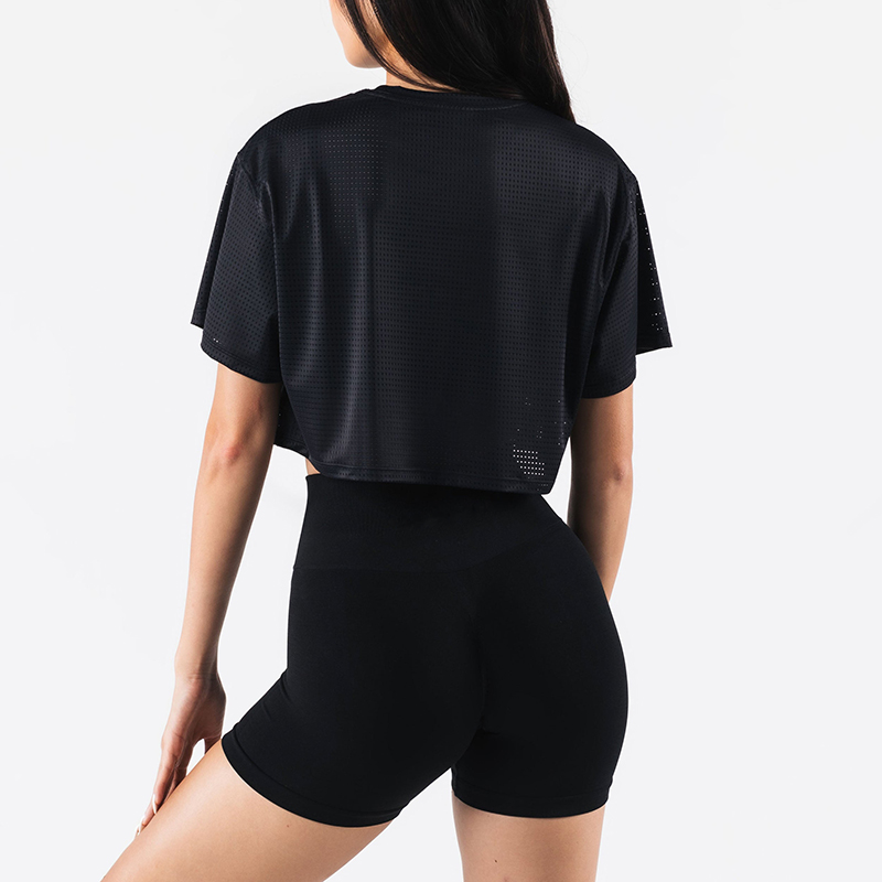 Custom Layering Lightweight Breathable Mesh Crop Tee Manufacturer | Sportswear Supplier - Image 7
