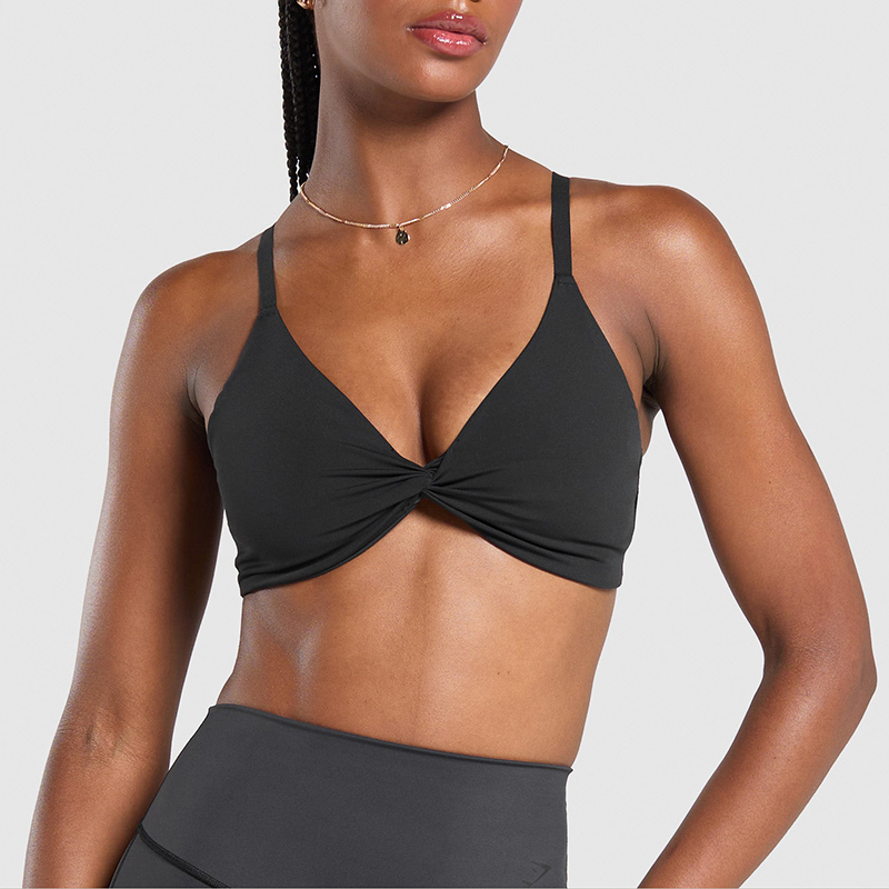 Light Support Adjustable Elasticated Straps Twist Front Bralette Manufacturer | Yoga & Gym Bralette Supplier
