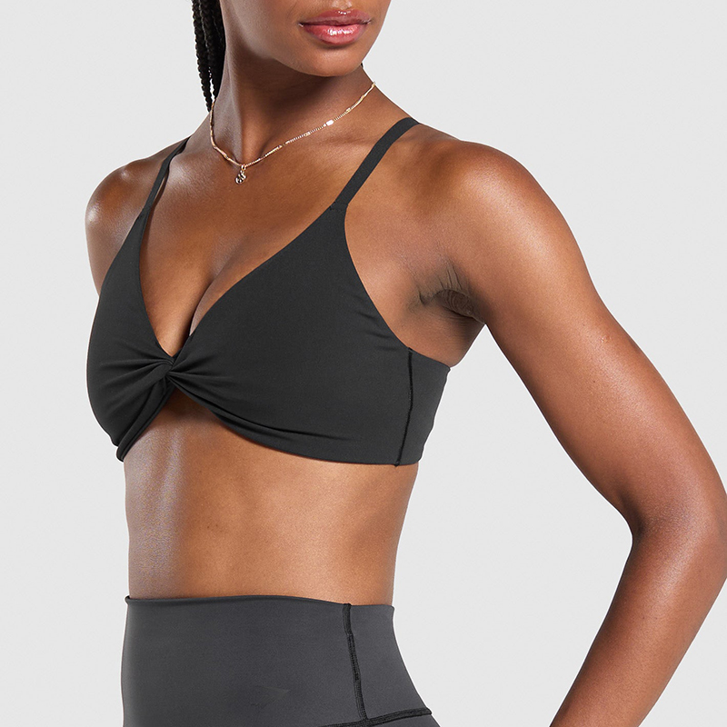 Light Support Adjustable Elasticated Straps Twist Front Bralette Manufacturer | Yoga & Gym Bralette Supplier - Image 2