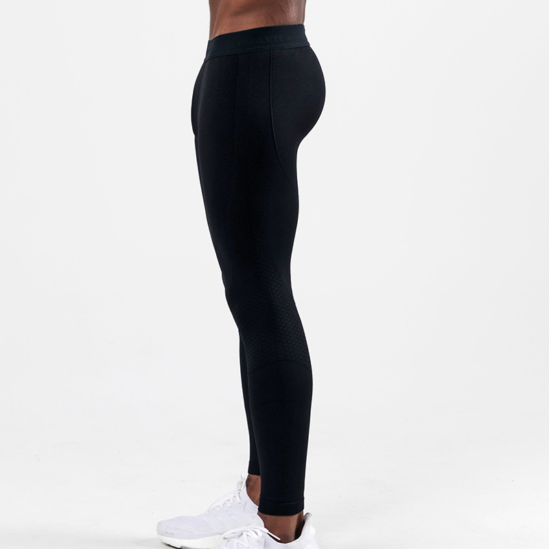 Custom Men's Flatlock Seams Elastic Jacquard Waistband Compression Legging Manufacturer | Men's Activewear Supplier - Image 2